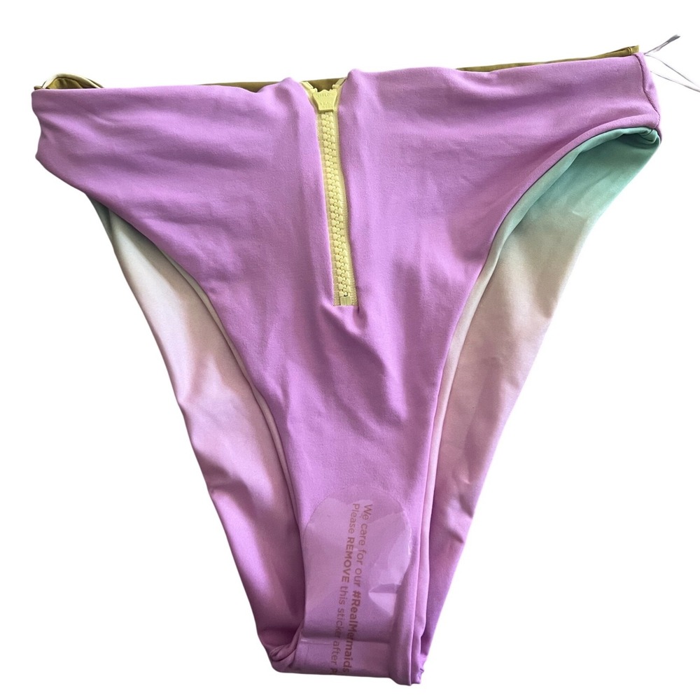 MAAJI SWIMWEAR Women M Purple Excellen Reversible Ombre High Waist Bikini Bottom